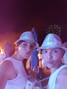 Becci & Me at the "white party"